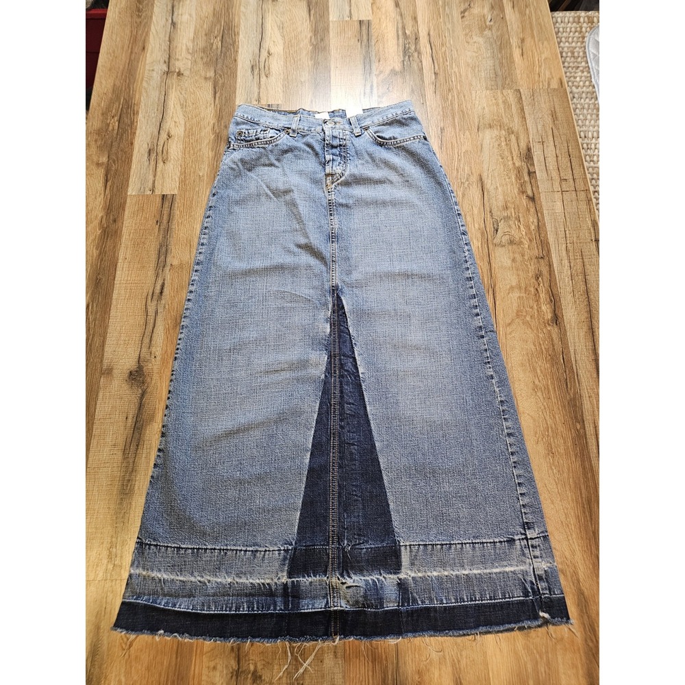Lucky Brand Dungarees Denim Jean Maxi Skirt Women's Size 2 Y2K Western Boho